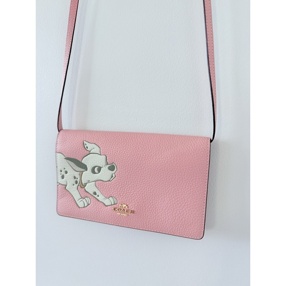 Coach Disney Dog Pink Leather Shoulder Wallet Crossbody Hayden JAPAN Dalmatian - Picture 4 of 9